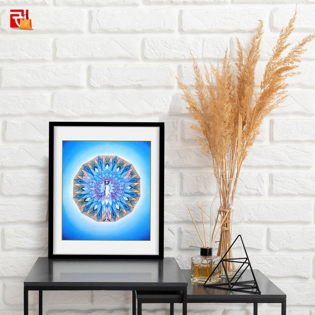 Moon and Kaamdhenu Yantra - High Quality Print of Artwork by Pieter Weltevrede - Home Decor - Sagar World