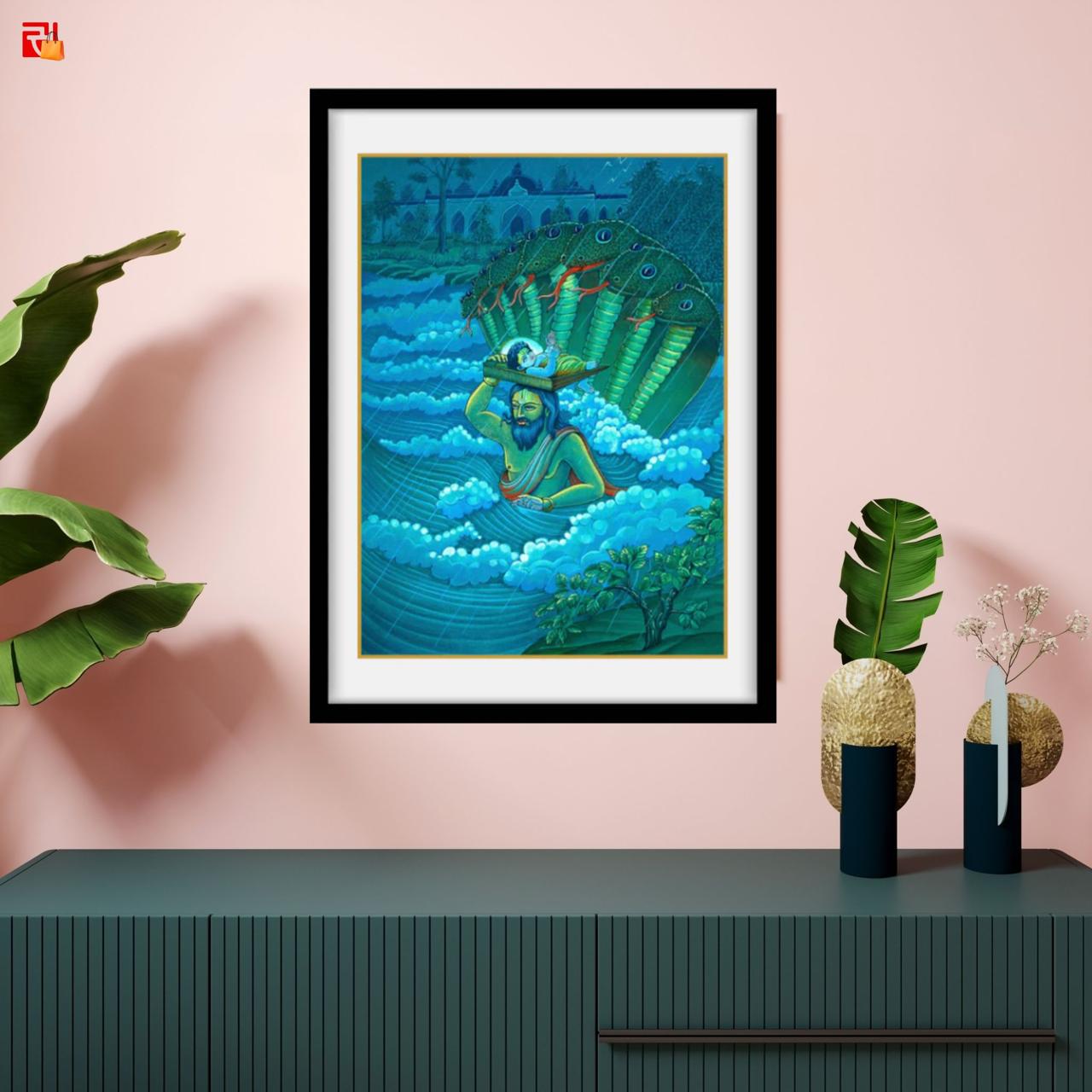 Krishna and Vasudev – High Quality Print of Artwork by Pieter Weltevrede - Sagar World