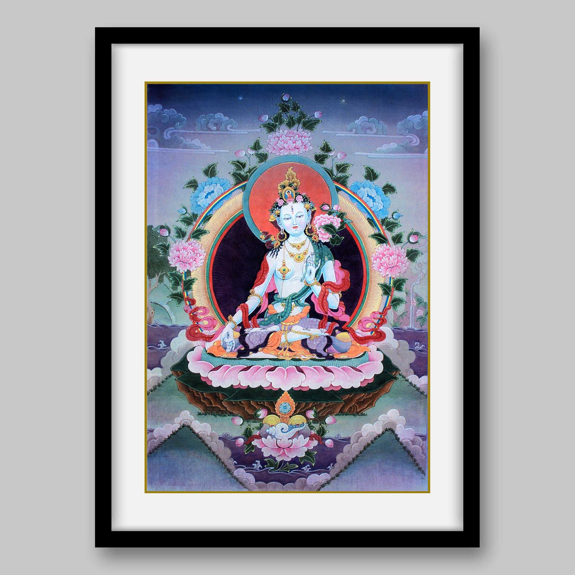 White Tara – The Female Boddhisatva and Bestower of Longevity - High Quality Print of Artwork by Pieter Weltevrede - Sagar World
