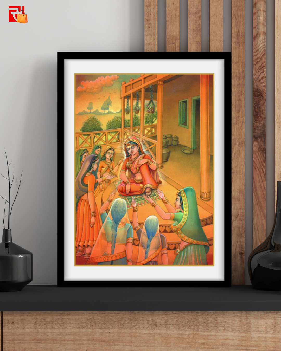 Yashoda with Gopikas – High Quality Print of Artwork by Pieter Weltevrede - Sagar World