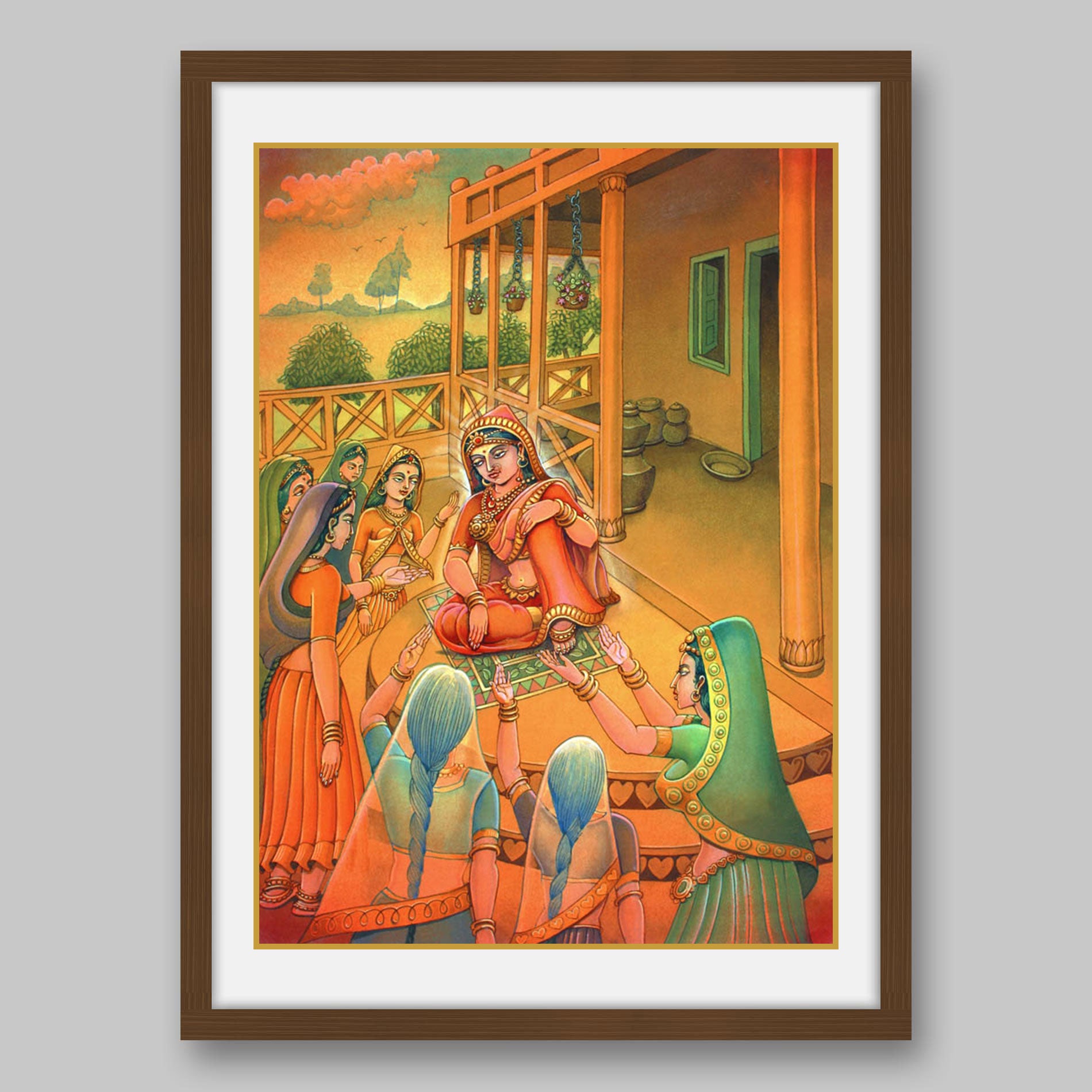Yashoda with Gopikas – High Quality Print of Artwork by Pieter Weltevrede - Sagar World