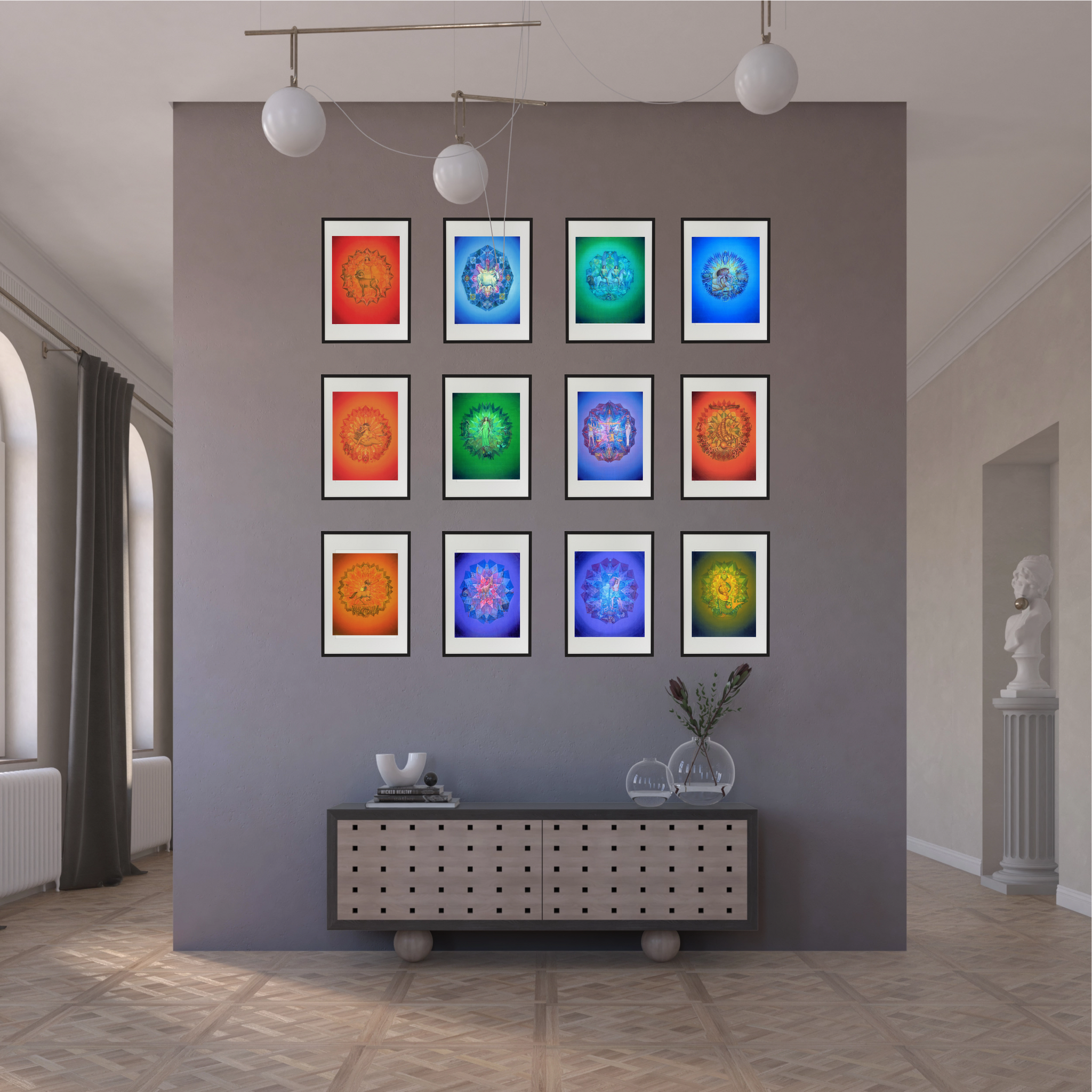 All Zodiac Mandala Art combo Set – The 12 Vedic Zodiac Signs High-Quality Art Prints by Pieter Weltevrede