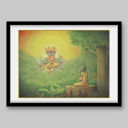 Hindu God, Brahma, blessing Bhagirath – High Quality Print of Artwork by Pieter Weltevrede