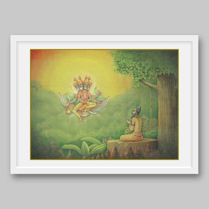 Hindu God, Brahma, blessing Bhagirath – High Quality Print of Artwork by Pieter Weltevrede