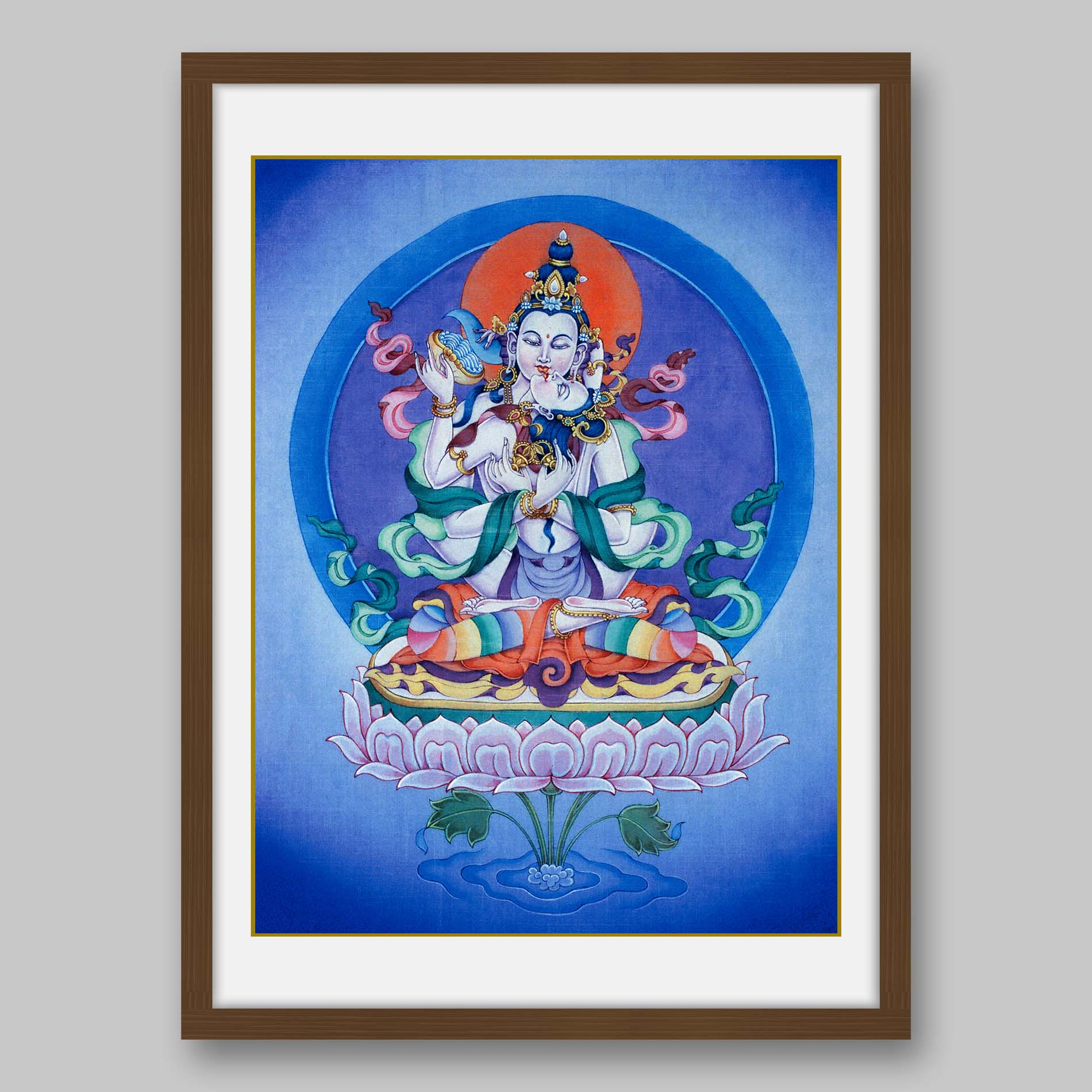 Samantabhadra – The Primordial Buddha – With His Consort Samantabhadri- High Quality Print of Artwork by Pieter Weltevrede - Sagar World