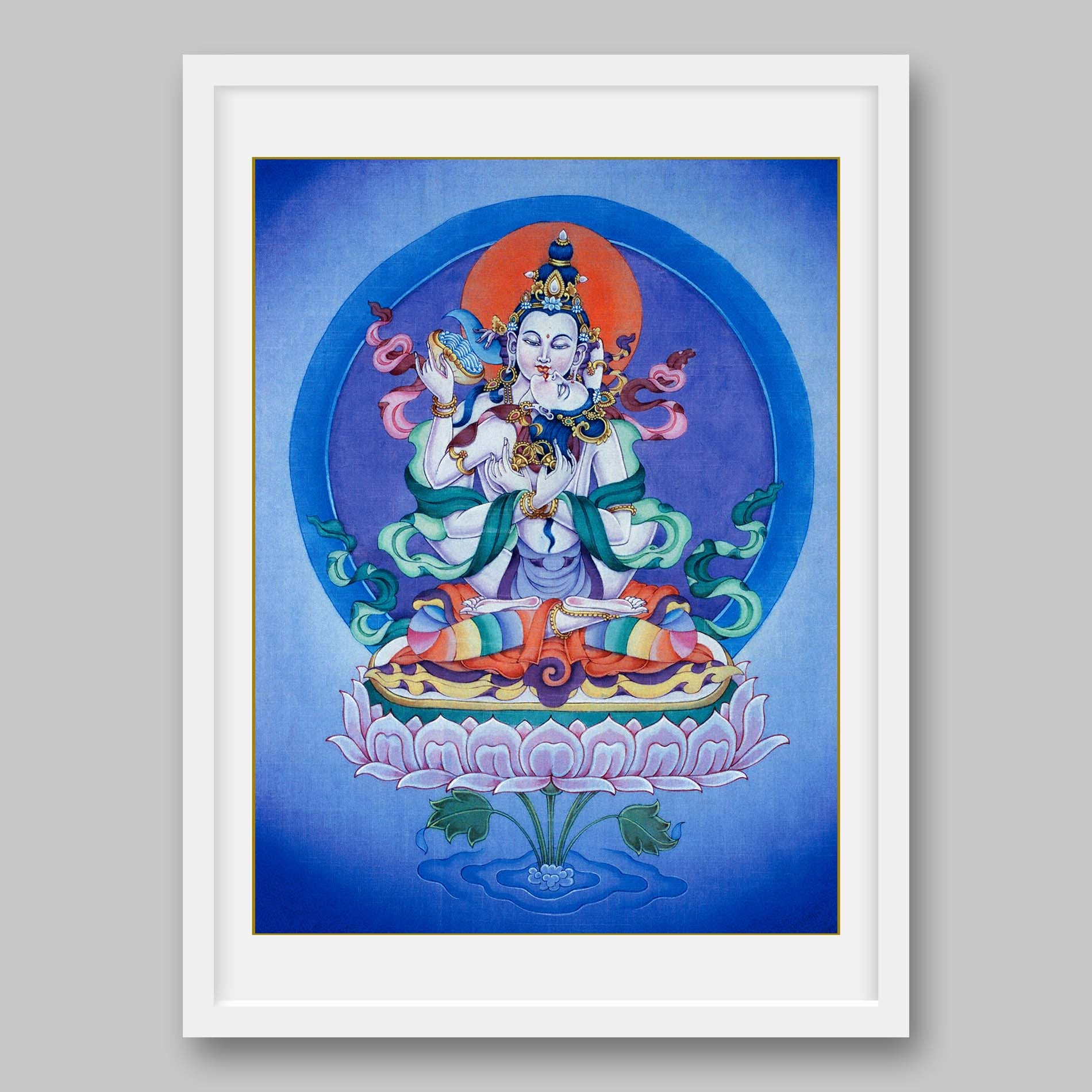 Samantabhadra – The Primordial Buddha – With His Consort Samantabhadri- High Quality Print of Artwork by Pieter Weltevrede - Sagar World