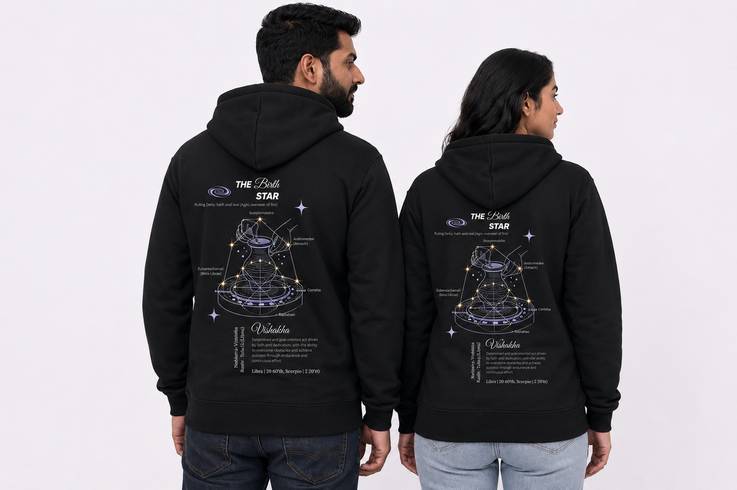 Vishakha Nakshatra Hoodie – Vedic Astrology Inspired Unisex Cotton hoodie Spiritual Minimalist Wear