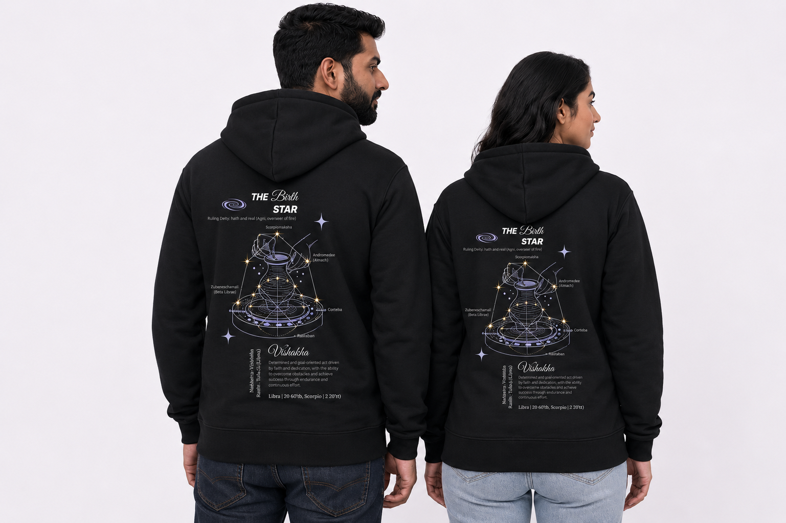 Vishakha Nakshatra Hoodie – Vedic Astrology Inspired Unisex Cotton hoodie Spiritual Minimalist Wear