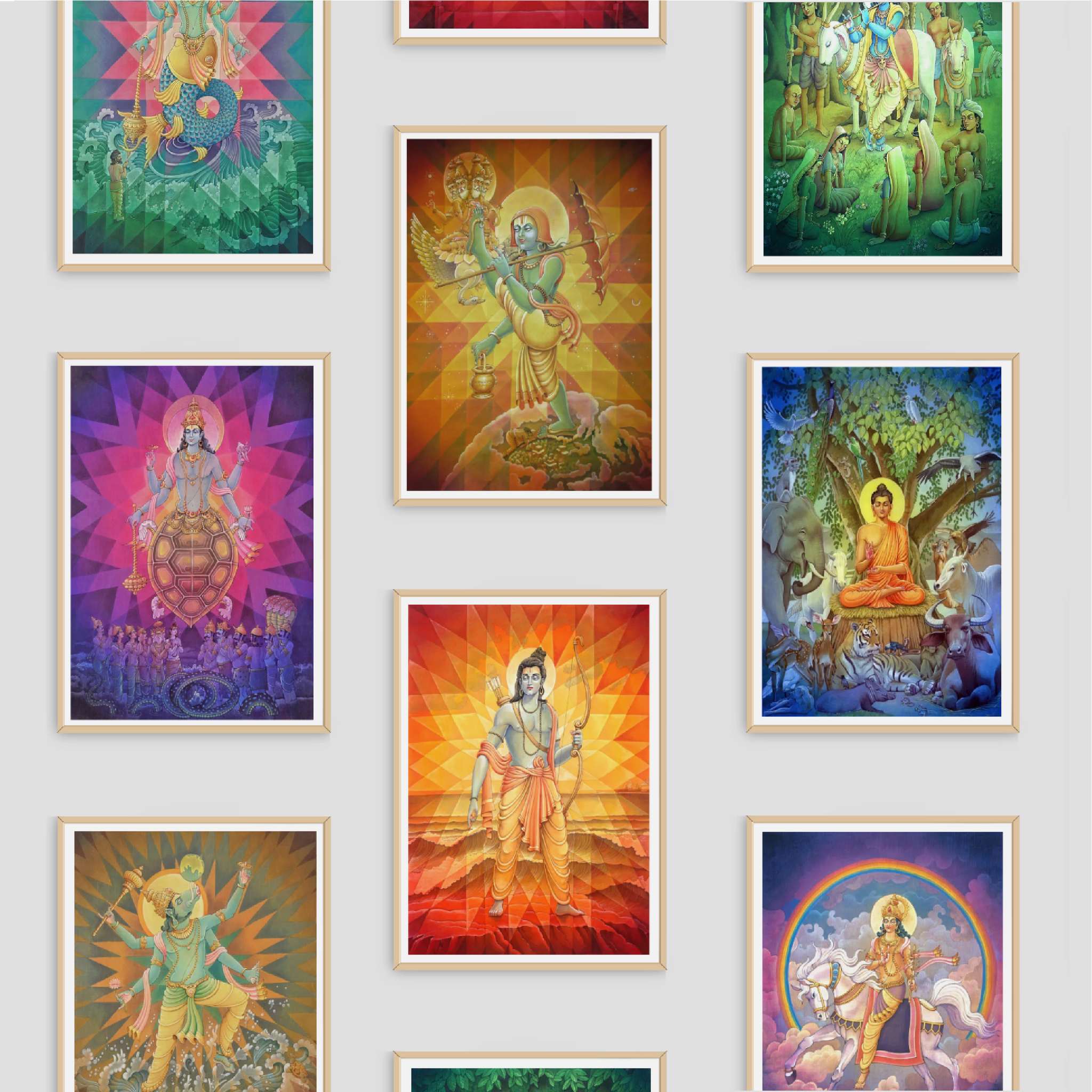 Dashavatar Art Print Set – The Ten Avatars of Vishnu High-Quality Art Prints by Pieter Weltevrede
