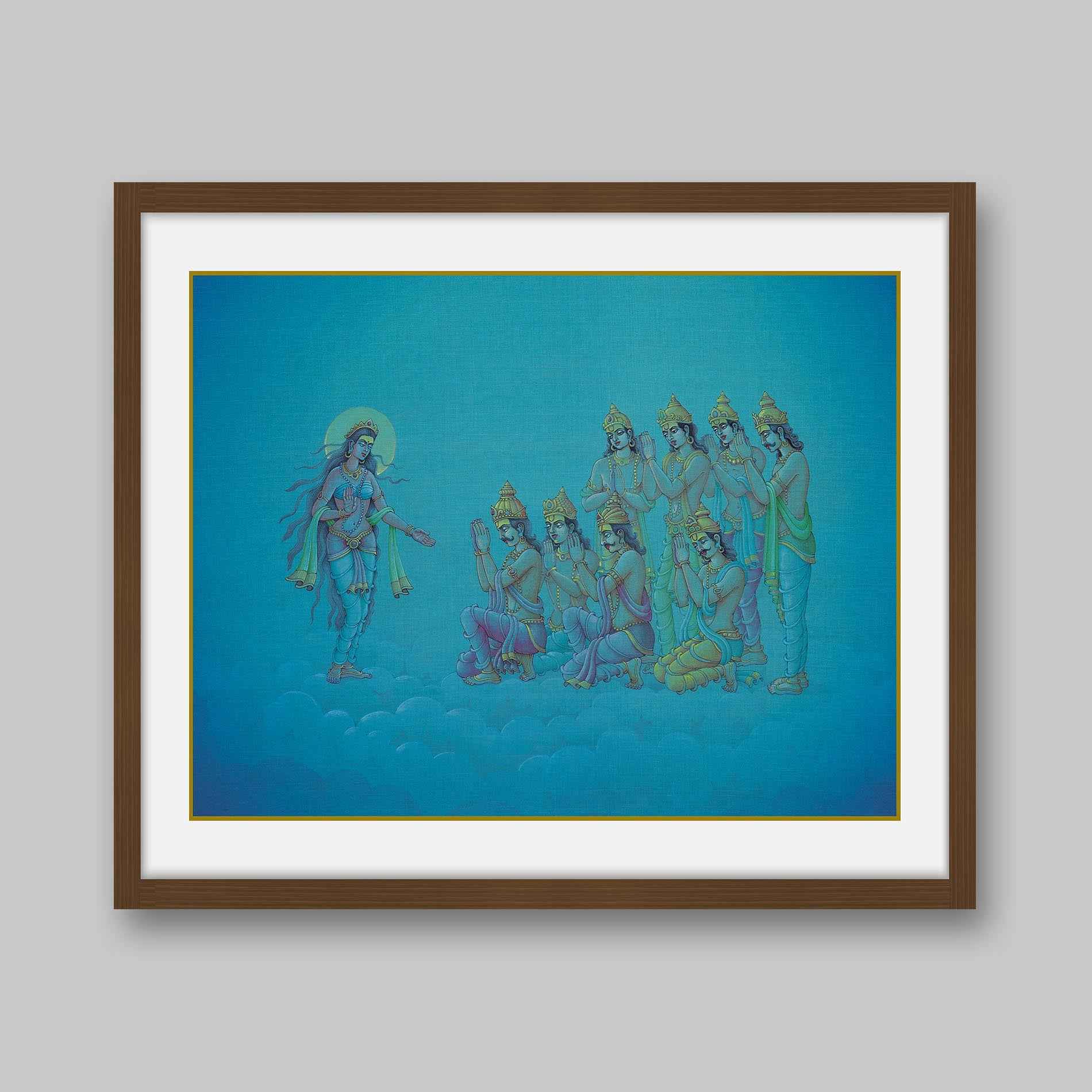Eight Vasus appealing to River Goddess Ganga – High Quality Print of Artwork by Pieter Weltevrede