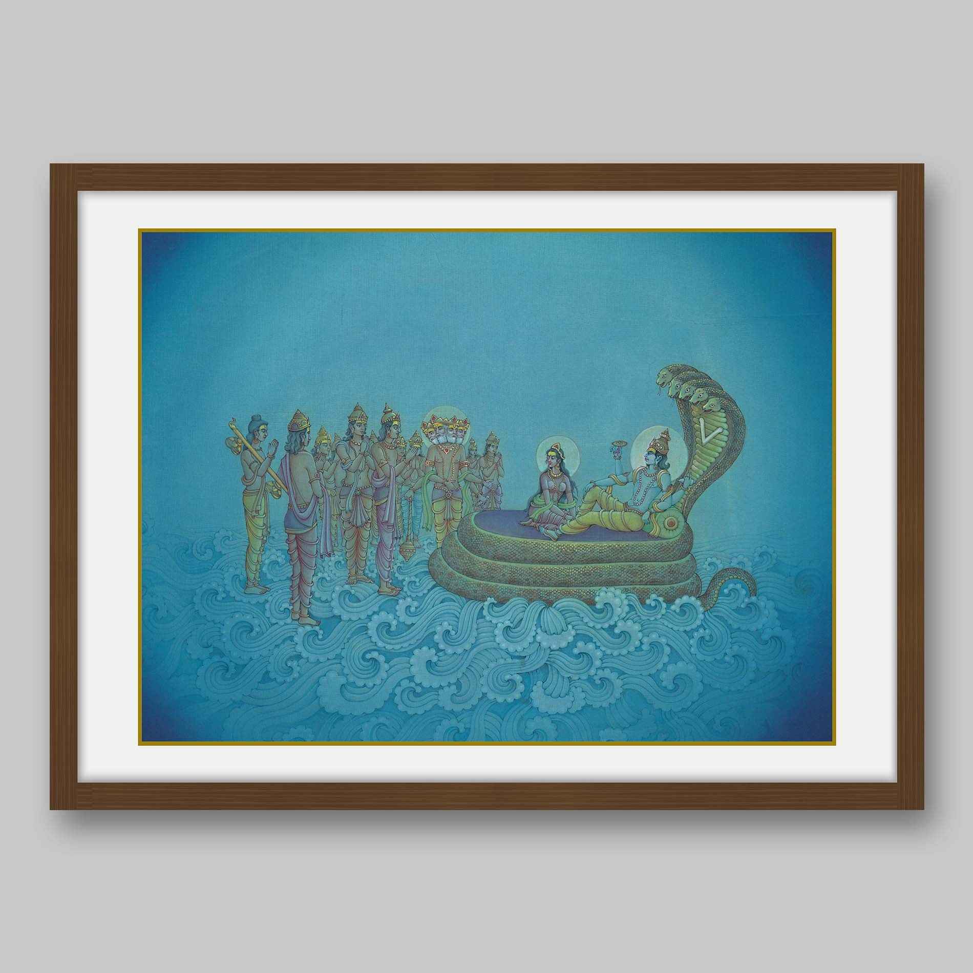 Devas appealing to God, Vishnu – High Quality Print of Artwork by Pieter Weltevrede