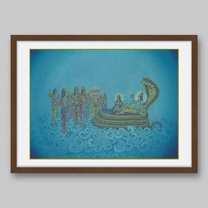 Devas appealing to God, Vishnu – High Quality Print of Artwork by Pieter Weltevrede