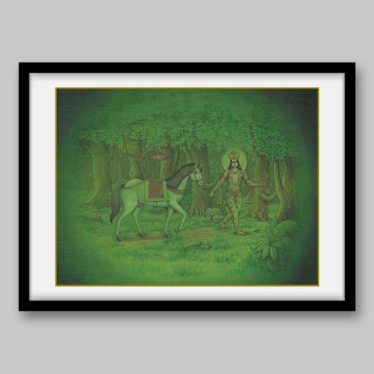 Indra, the King of Devas, stealing the horse – High Quality Print of Artwork by Pieter Weltevrede