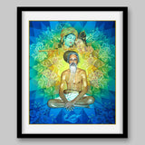 Kathia baba with radha krishna and mandala behind - High Quality Print of Artwork by Pieter Weltevrede