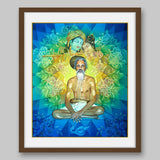 Kathia baba with radha krishna and mandala behind - High Quality Print of Artwork by Pieter Weltevrede
