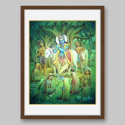 Krishna playing flute – High Quality Print of Artwork by Pieter Weltevrede - Sagar World