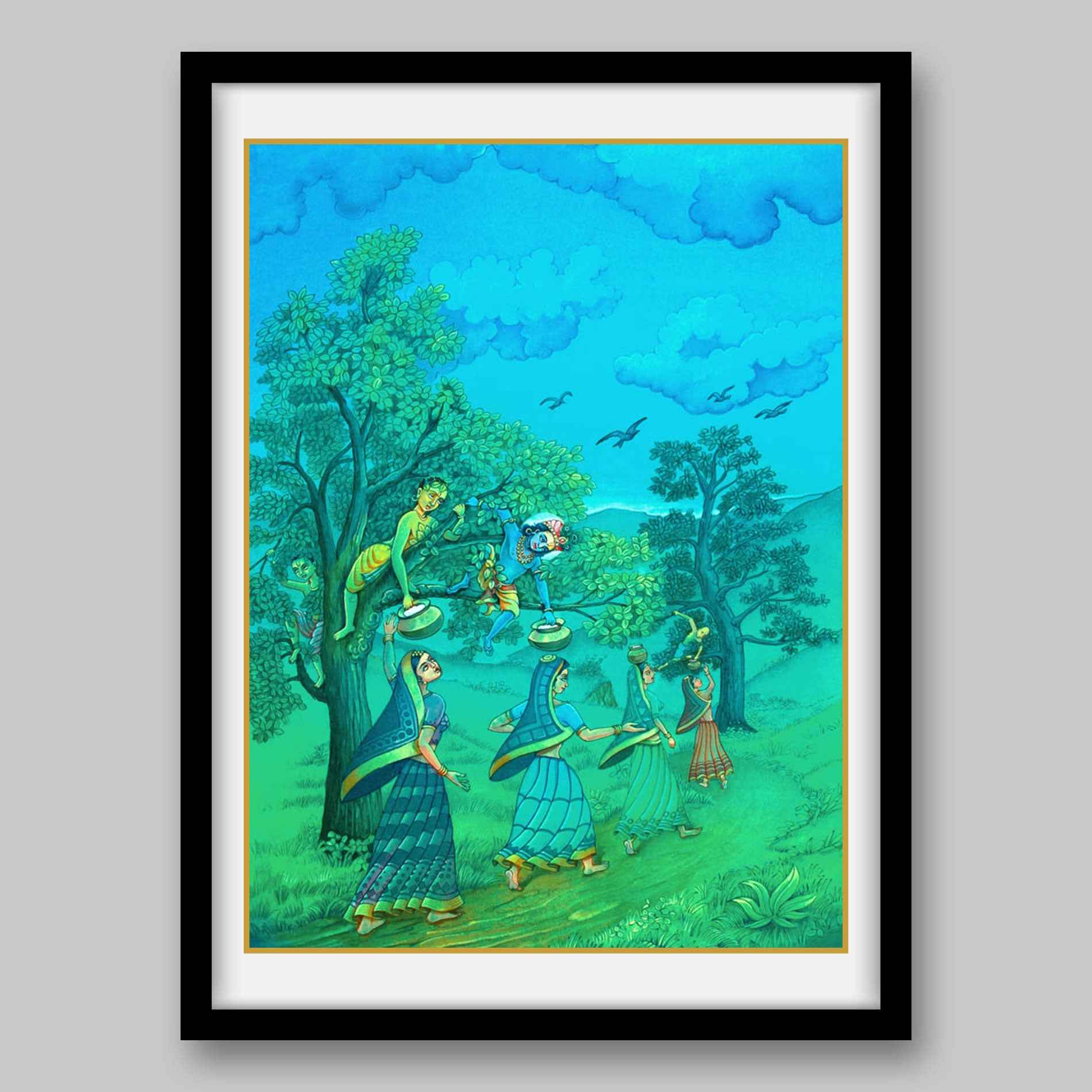 Krishna and Gopikas - High Quality Print of Artwork by Pieter Weltevrede