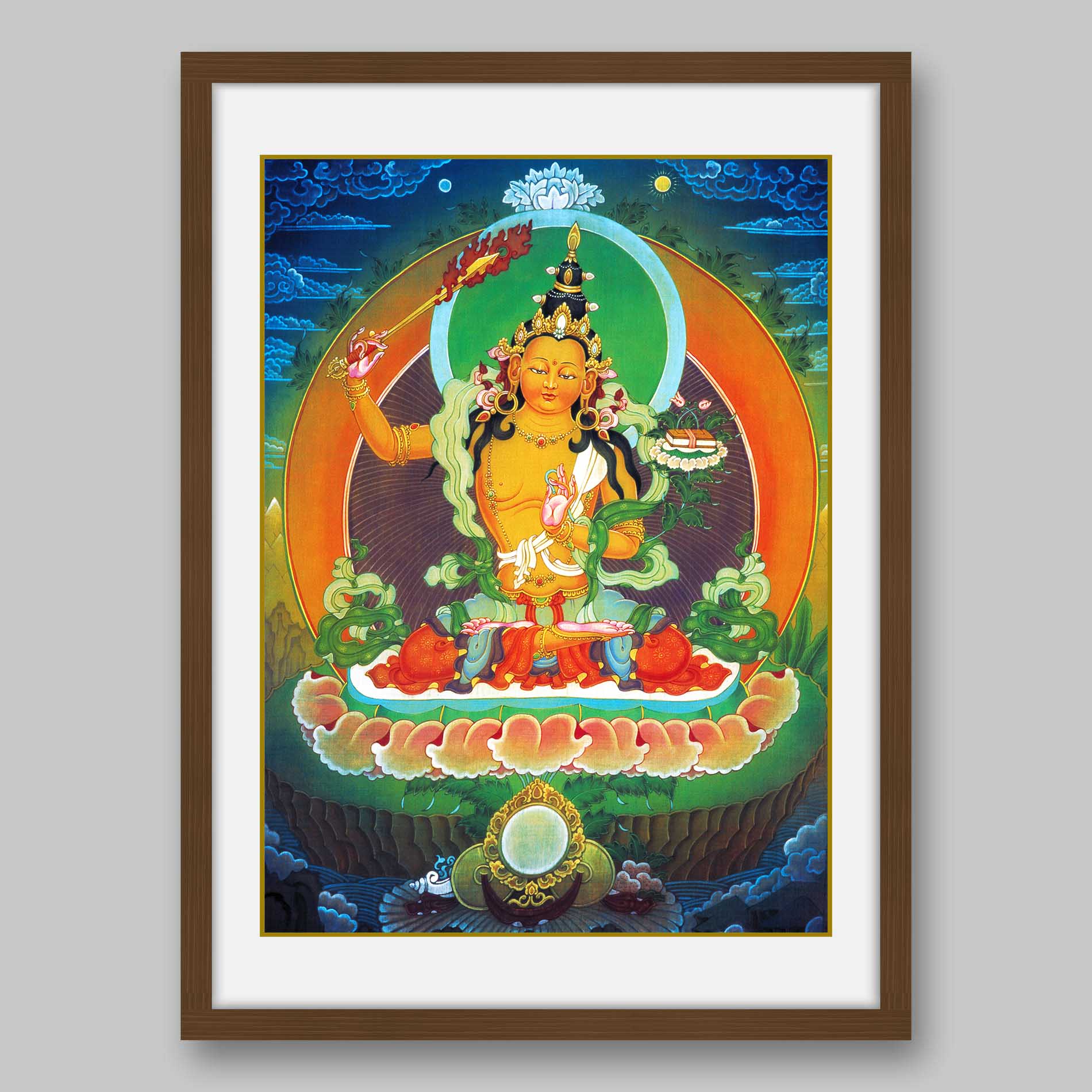 Manjusri Buddha – the Buddha of Wisdom- High Quality Print of Artwork by Pieter Weltevrede - Sagar World