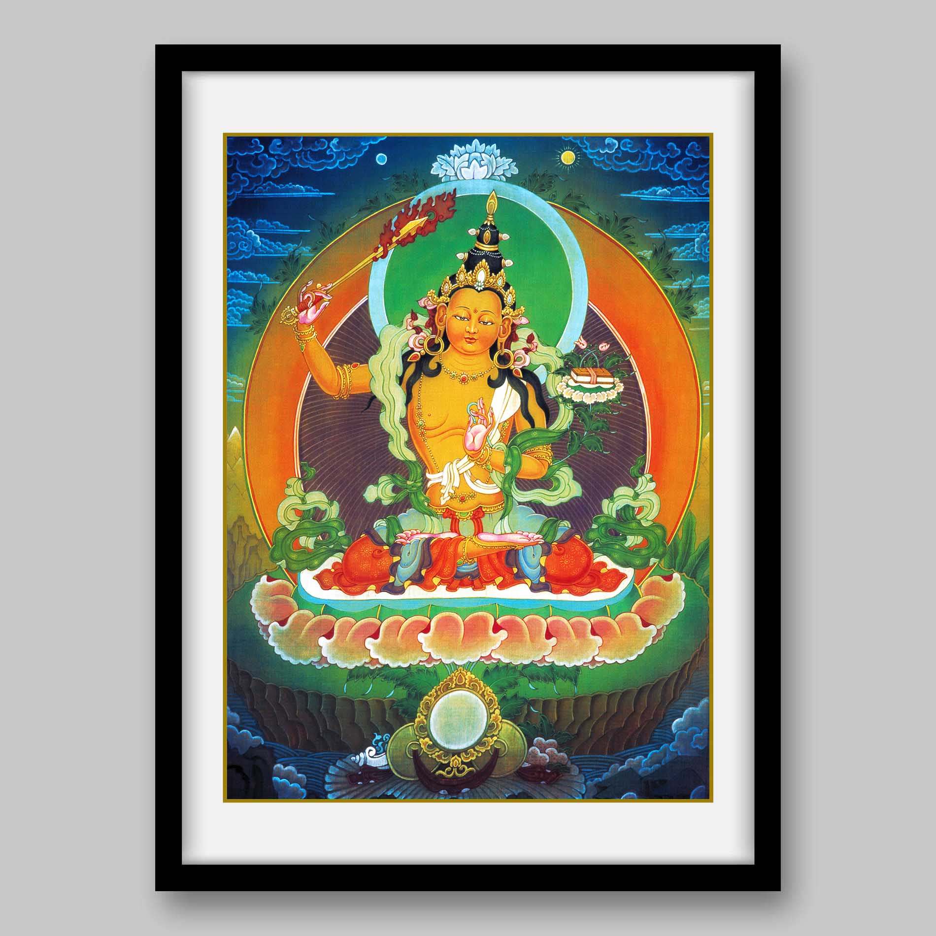 Manjusri Buddha – the Buddha of Wisdom- High Quality Print of Artwork by Pieter Weltevrede - Sagar World