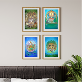 Shiva Family Combo Set – Shiva, Parvati, Ganesha & Kartikeya High-Quality Art Prints by Pieter Weltevrede