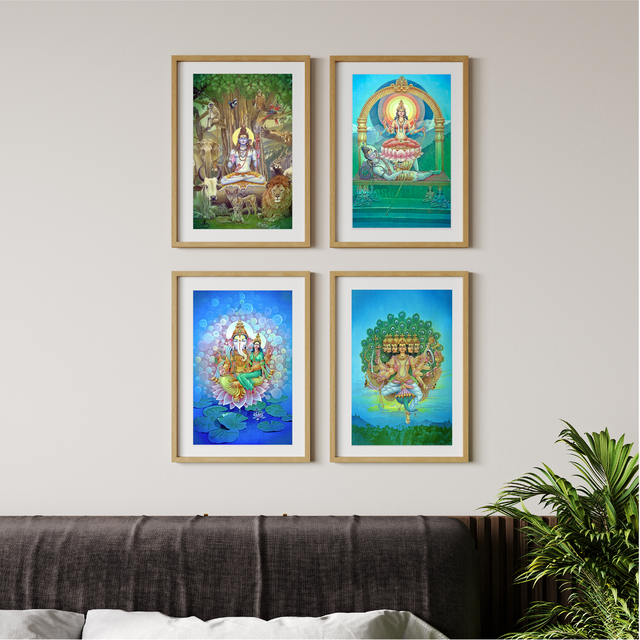 Shiva Family Combo Set – Shiva, Parvati, Ganesha & Kartikeya High-Quality Art Prints by Pieter Weltevrede