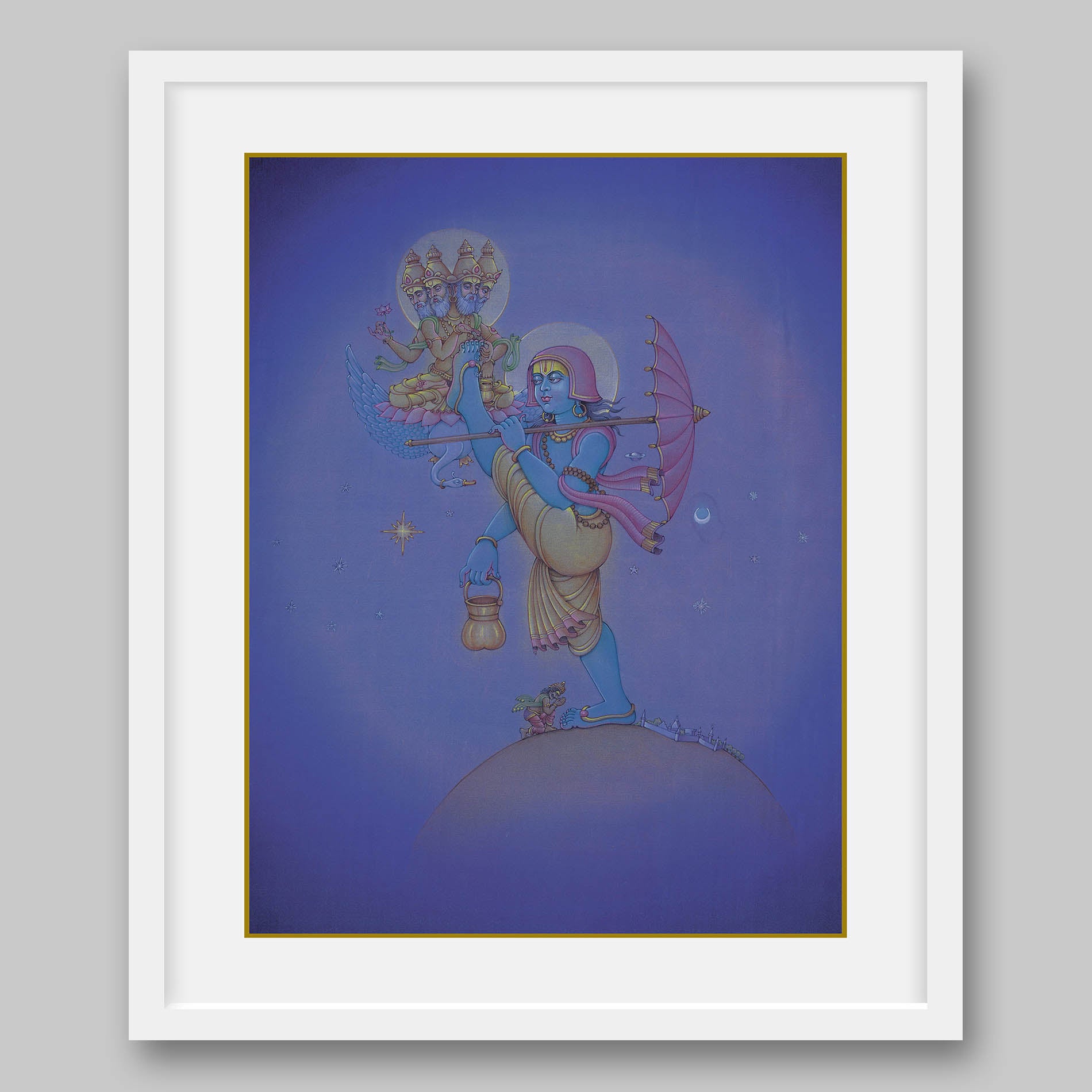 Vamana covering earth to heaven in a single stride – High Quality Print of Artwork by Pieter Weltevrede - Sagar World