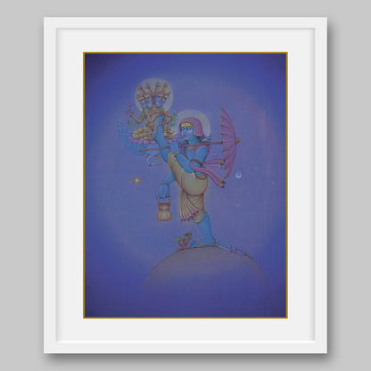 Vamana covering earth to heaven in a single stride – High Quality Print of Artwork by Pieter Weltevrede - Sagar World