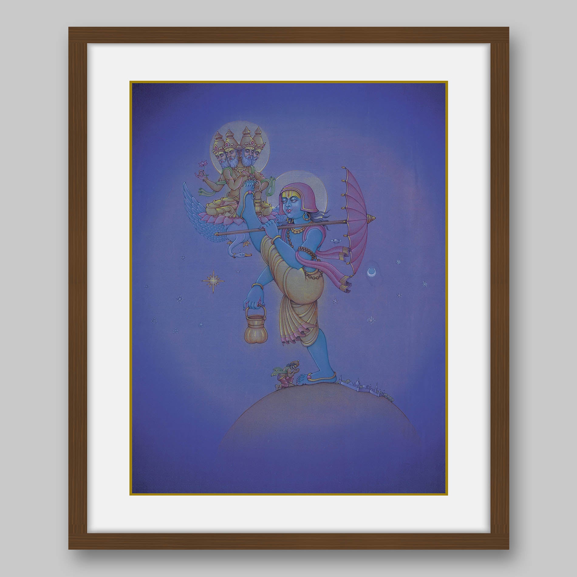 Vamana covering earth to heaven in a single stride – High Quality Print of Artwork by Pieter Weltevrede - Sagar World