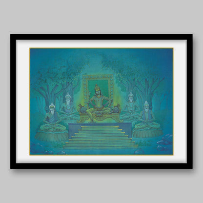 Several generations of King Sagar observing penance – High Quality Print of Artwork by Pieter Weltevrede - Sagar World